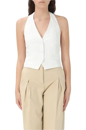 Patrizia Pepe Jakke, Dame, Hvid, XS, Uld, Stilfuld Gilet til Trendy Look