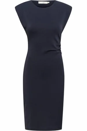 INWEAR Kjole, Dame, Blå, 2XS, Elegant Draperet Marineblå Kjole