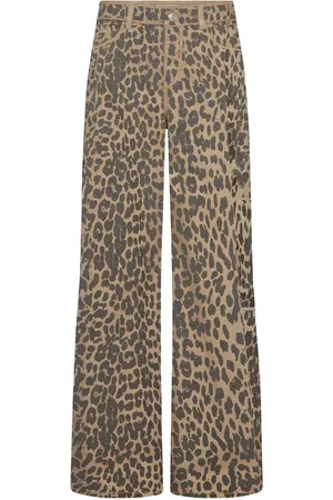Mos Mosh Bukser, Dame, Brun, W28, Bomuld, Leopard Print Straight-Leg Bukser