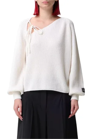 Msgm Strik, Dame, Hvid, L, Uld, Luksuriøs Fuchsia Striktrøje