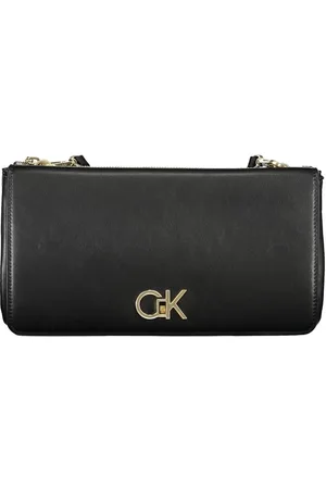 Calvin Klein Taske, Dame, Sort, ONE SIZE, Uld, Sort Polyester Skuldertaske med Logo