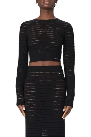 Elisabetta Franchi Strik, Dame, Sort, M, Sort Cable Strik Sweater