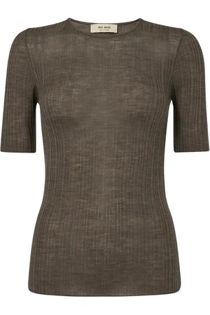 Mos Mosh Strik, Dame, Brun, S, Uld, Rib Strik Sweater Chocolate Chip