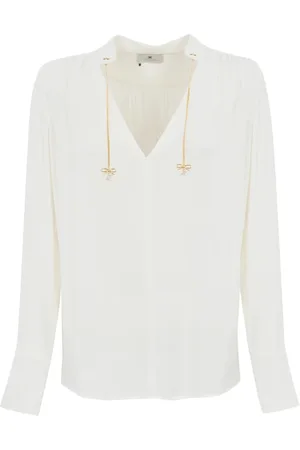 Elisabetta Franchi Bluser & Skjorter, Dame, , S, Uld, Georgette Langærmet Skjorte