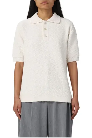 Maison Margiela Strik, Dame, Hvid, L, Bomuld, Hvid Polo Striktrøje