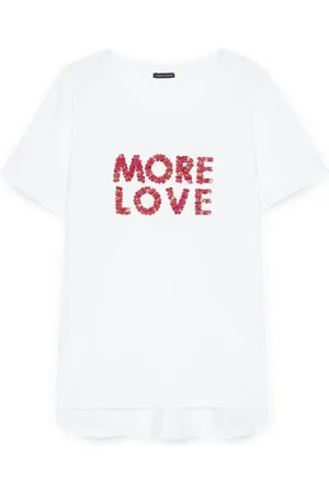 Fiorella rubino Top, Dame, Hvid, L, Bomuld, T-shirt med broderet skrift