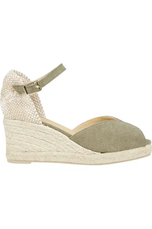 Castaner Sko, Dame, Grøn, 38 EU, Bomuld, Økologiske bomuld peep-toe kile sandaler
