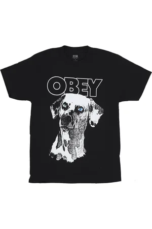 Obey Top, Herre, Sort, S, Bomuld, Sort Dalmation Tee med Screen Print