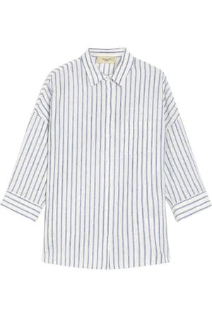 Max Mara Bluser & Skjorter, Dame, Blå, L, Linned, Stribet hørskjorte
