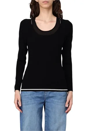 Liu Jo Strik, Dame, Sort, L, Ribstrikket Pullover Sweater Sort