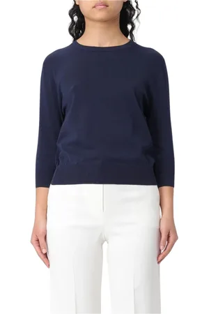Aspesi Strik, Dame, Blå, M, Uld, Blå Merino Strik Pullover Sweater