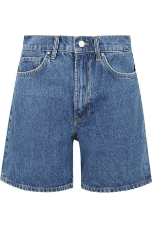 ANINE BING Shorts, Dame, Blå, W30, Denim, Denim Shorts med Skjult Knappelukning