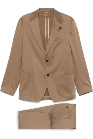 LARDINI Jakkesæt, Herre, Brun, M, Bomuld, Brun Dragt Marrone Ss25