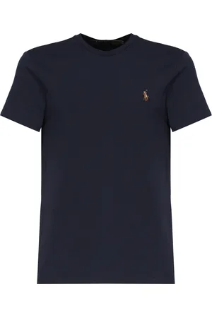 Ralph Lauren Top, Herre, Blå, XL, Bomuld, Blå Bomuldst-shirt med Logo