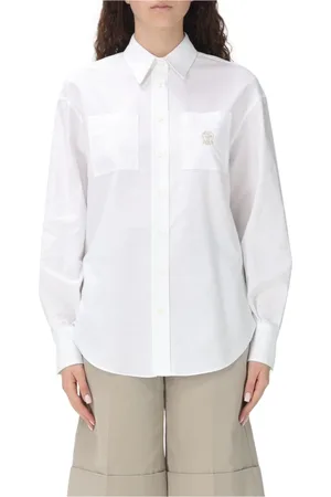 Brunello Cucinelli Bluser & Skjorter, Dame, Hvid, XL, Bomuld, Hvid Bomuld Poplin Skjorte