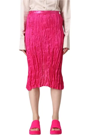 Acne Studios Nederdel, Dame, Lyserød, M, Fuchsia Plisseret Midi Nederdel