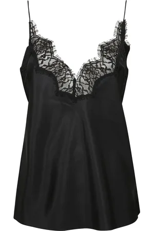 Rohe Top, Dame, Sort, S, Uld, Silke og blonder top med dekorative stropper
