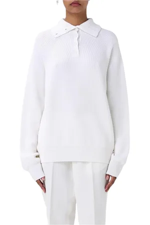 Fabiana Filippi Sweathshirts & Hoodies, Dame, , XS, Bomuld, Elegant Ribbed Strikket Polo Sweater