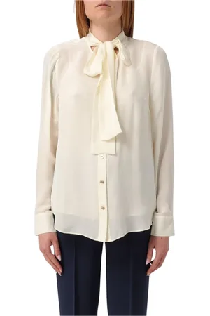 Michael Kors Bluser & Skjorter, Dame, Hvid, L, Silke Slips Hals Bluse