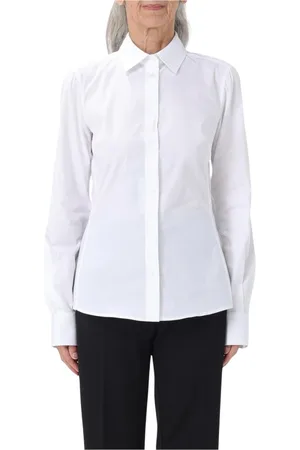 Dolce & Gabbana Bluser & Skjorter, Dame, Hvid, L, Uld, Hvid Poplin Skjorte Elegant Stilfuld