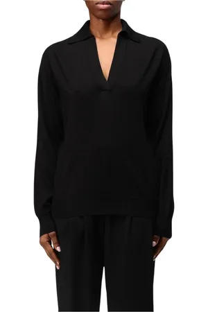 FARFETCH Strik, Dame, Sort, L, Cashmere, Beige Cashmere Polo Sweater