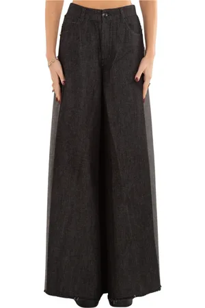 White Sand Jeans, Dame, Grå, M, Brede råskårne jeans i B99