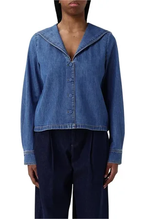 Frame Skjorte, Dame, Blå, S, Uld, Stilfuld Sailor Krave Denim Skjorte