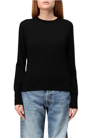 Aspesi Strik, Dame, Sort, XS, Uld, Sort Merinould Pullover Sweater