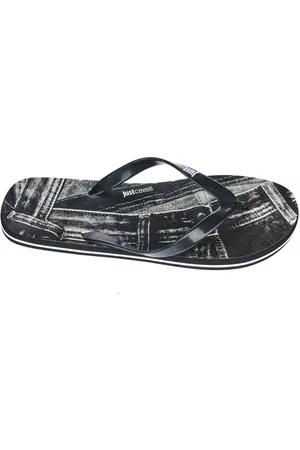 Roberto Cavalli Sko, Herre, Sort, 43 EU, Logo Mænds Flip-Flops Beachwear Sko