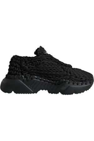 Dolce & Gabbana Sko, Dame, Sort, 38 EU, Sort Strikket Lave Top Sneakers