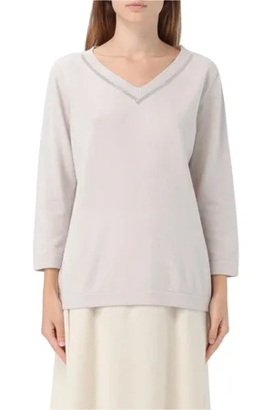 Fabiana Filippi Strik, Dame, , L, Cashmere, Kashmir V-hals Pullover Sweater