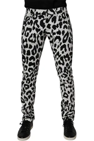 Dolce & Gabbana Jeans, Herre, Hvid, M, Denim, Leopard Skinny Denim Jeans