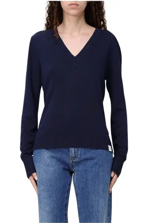 Peuterey Strik, Dame, Blå, S, Blå Strikket Crew Neck Sweater