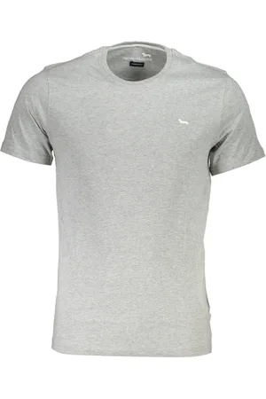 HARMONT&BLAINE Top, Herre, Grå, M, Bomuld, Grå Bomuld T-Shirt med Broderi