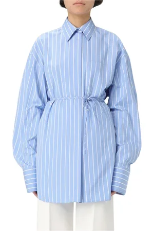 Sportmax Bluser & Skjorter, Dame, Blå, S, Uld, Blå Button-Up Skjorte, Alsidig Stil