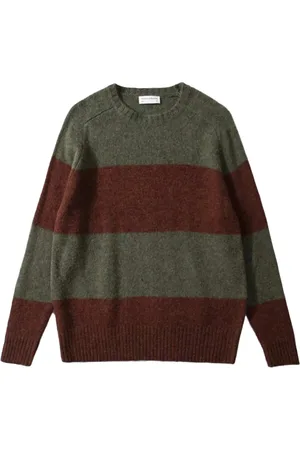 Edmmond Studios Strik, Herre, Flerfarvet, S, Uld, Stribet Rund Hals Sweater