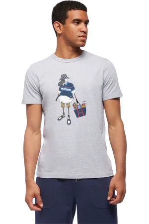 Brooks Brothers Top, Herre, Grå, L, Bomuld, Bomuld Henry Print T-shirt