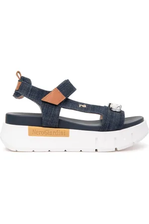 Nero Giardini Sko, Dame, Blå, 38 EU, Denim, Denim Sandaler Platform Ankelrem