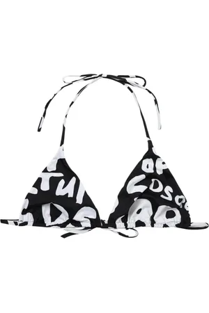 Dsquared2 Badetøj, Dame, Sort, L, Logo Print Trekantet Bikini Badedragt