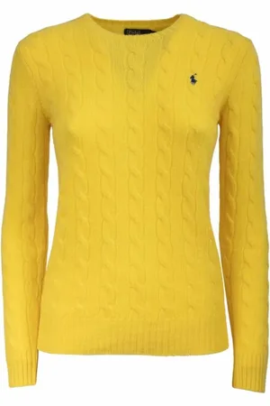 Ralph Lauren Strik, Dame, Gul, L, Langærmet Pullover Sweater