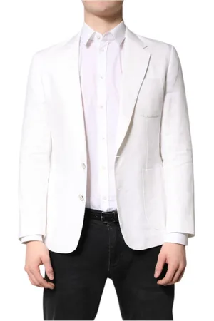 Dolce & Gabbana Jakkesæt, Herre, Hvid, M, Bomuld, Hvid Enkelt Breasted Blazer Bomuld Foring