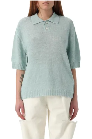 Maison Margiela Strik, Dame, Grøn, XS, Grøn Strikket Polo Skjorte
