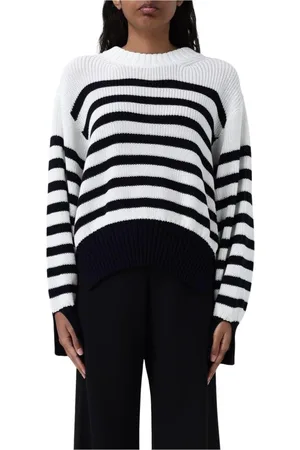 Roberto Collina Strik, Dame, Flerfarvet, L, Uld, Hvid Strik Sweatshirt med Ribkanter