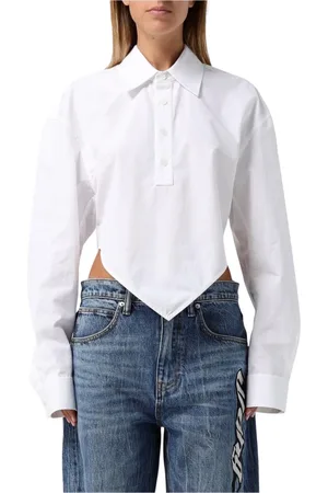 Alexander Wang Bluser & Skjorter, Dame, Hvid, S, Bomuld, Hvid Poplin Skjorte Asymmetrisk Hem