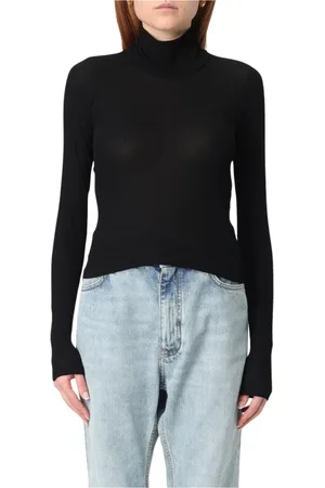 Balenciaga Strik, Dame, Sort, S, Sort Strikket Turtleneck Top