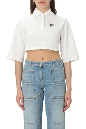 Palm Angels Top, Dame, Hvid, S, Bomuld, Hvid Cropped Poloshirt