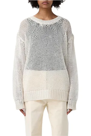 Jil Sander Strik, Dame, Hvid, M, Bomuld, Hvid Bomuldssweater