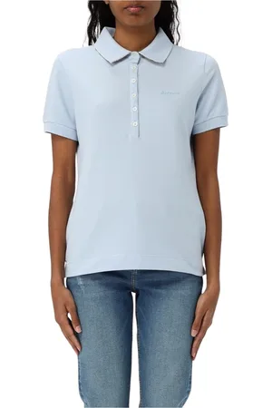 Barbour Top, Dame, Blå, XS, Bomuld, Hvid Polo Skjorte Klassisk Stil