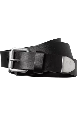 Carhartt Tilbehør, unisex, Sort, M, Læder, Elegant sort gun metal læderbælte
