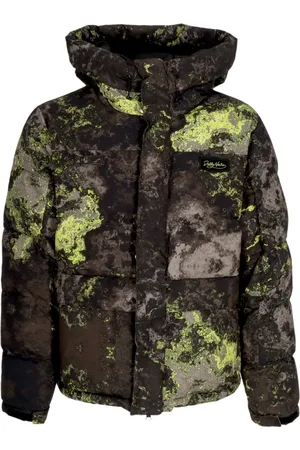 DOLLY NOIRE Jakke, Herre, Flerfarvet, M, Uld, Mørk Camo Polstret Jakke med Hætte